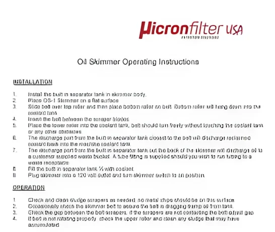 OS 1 Oil Skimmer Instructions