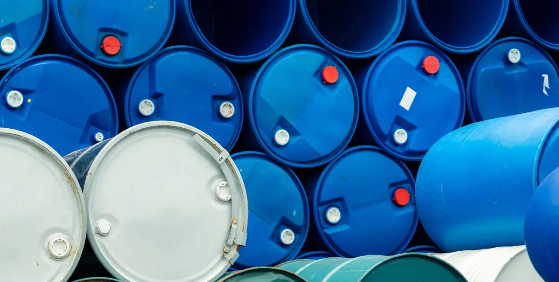 Stacked barrels of methanol